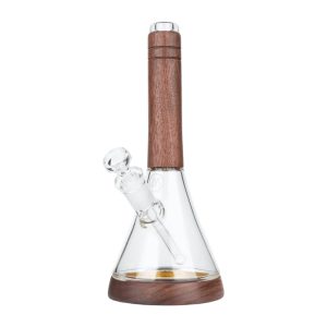 Marley Natural | Black Walnut Straight Glass Beaker Water Pipe | 12in Tall - 14mm Bowl - Wood