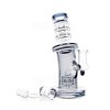 Bent Neck Ringed Triple Glass Water Pipe w/ Thick Base | 6.5in Tall - 14mm Bowl - Smoke - Image 3