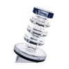 Bent Neck Ringed Triple Glass Water Pipe w/ Thick Base | 6.5in Tall - 14mm Bowl - Smoke - Image 4
